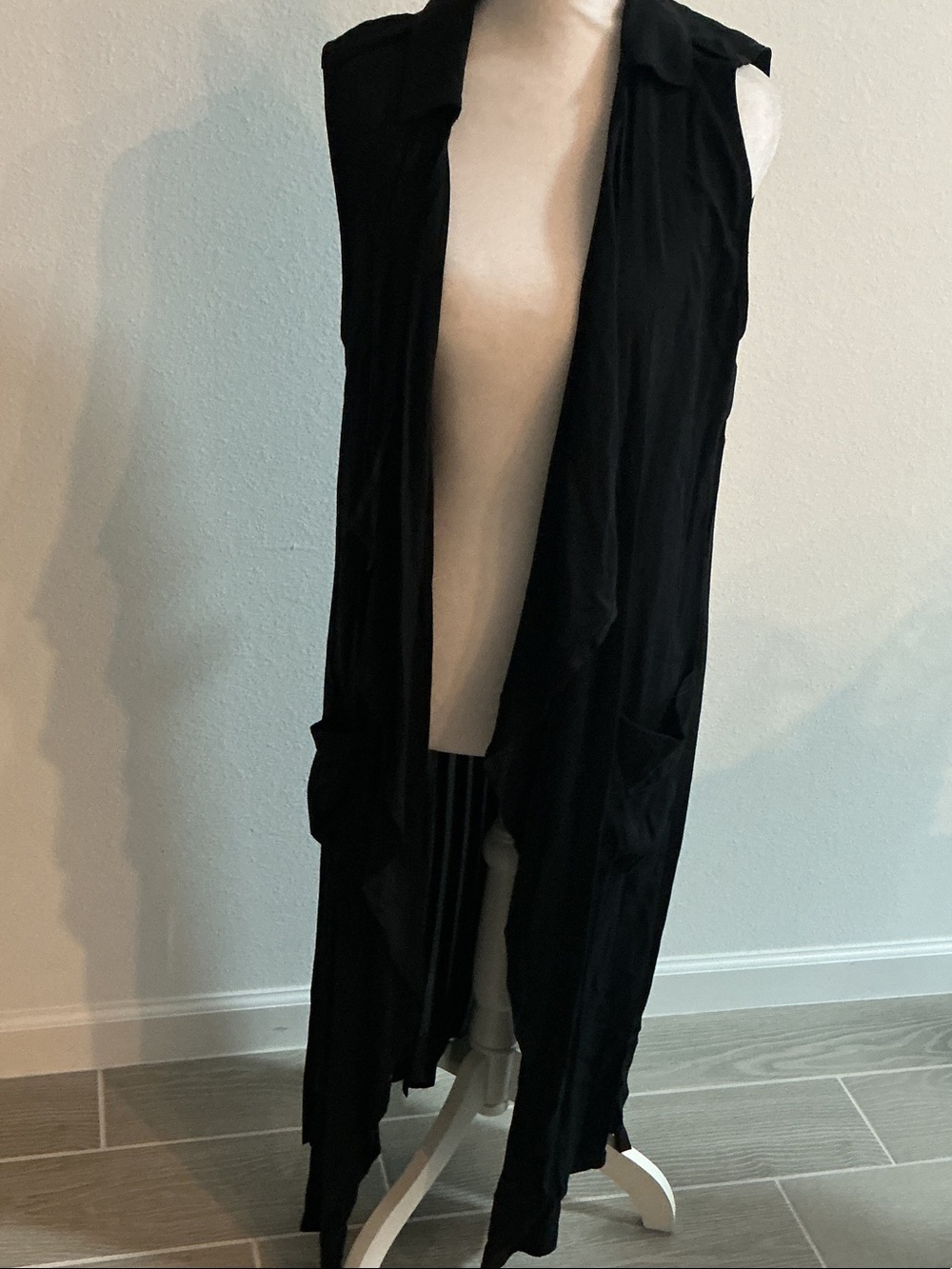 Philosophy Black Sleeveless Duster Vest with Pockets Side Slits Women’s S NWT